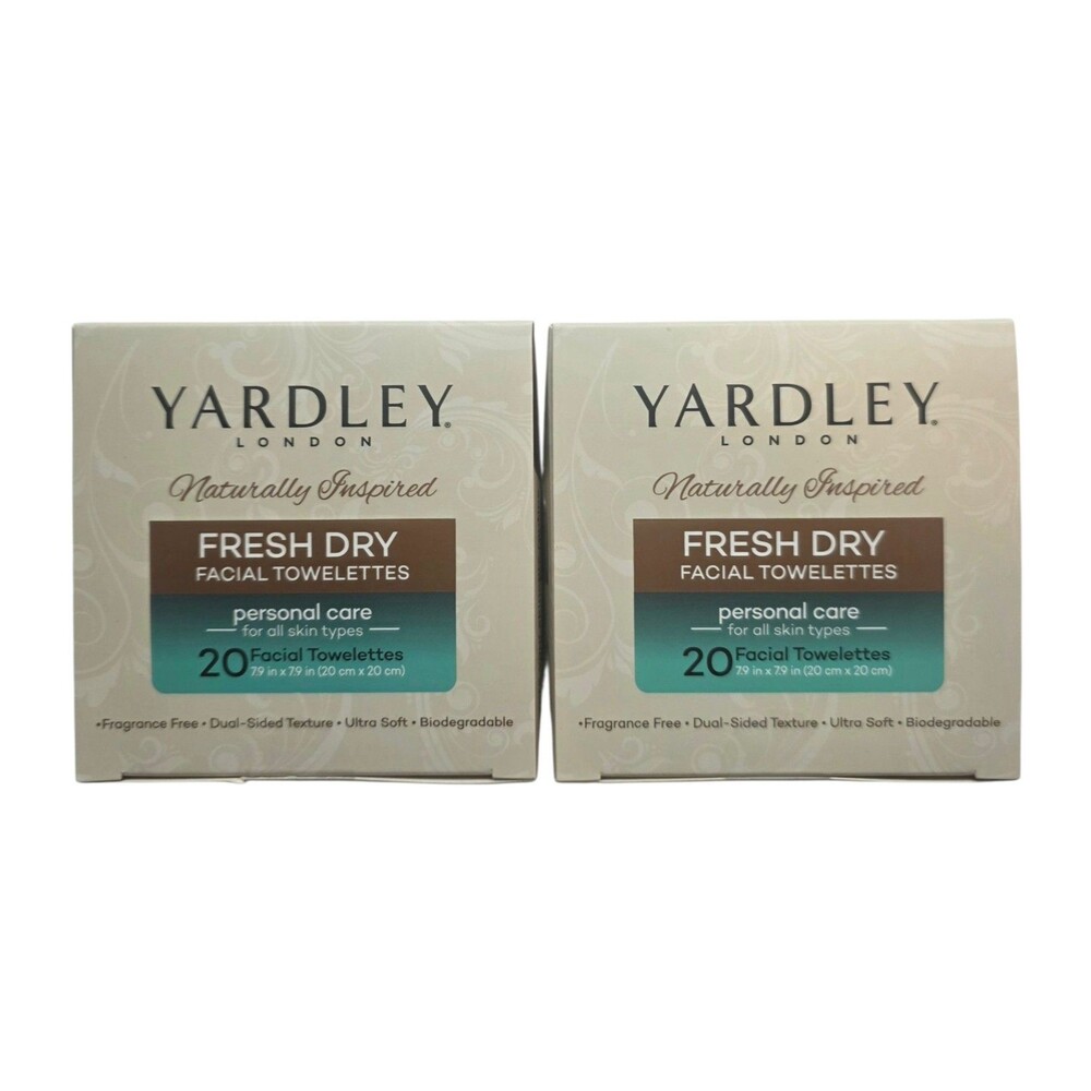 Yardley London Fresh Dry Facial Towelettes 40 Wipes 2 Boxes (20 each)